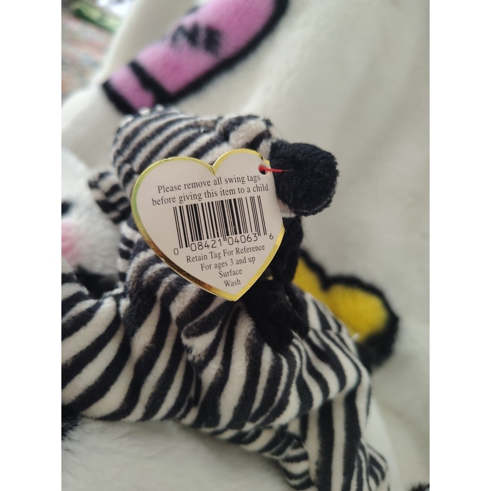 Ty Beanie Babies Ziggy the‎ Zebra 1995 Vintage Plush Collectible Style 4063 NWT